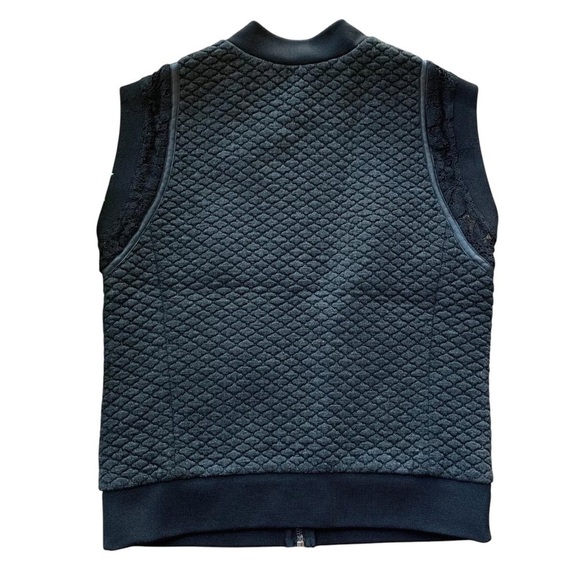 Rebecca Taylor Quilted Lace Leather Trim Zip Sleeveless Vest Jacket Black Size 2 - Picture 2 of 6